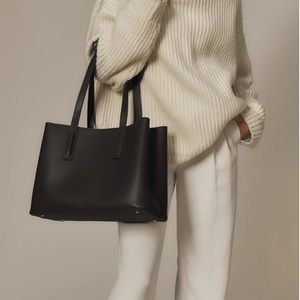 black vegan leather tote bag! perfect for work 🖤